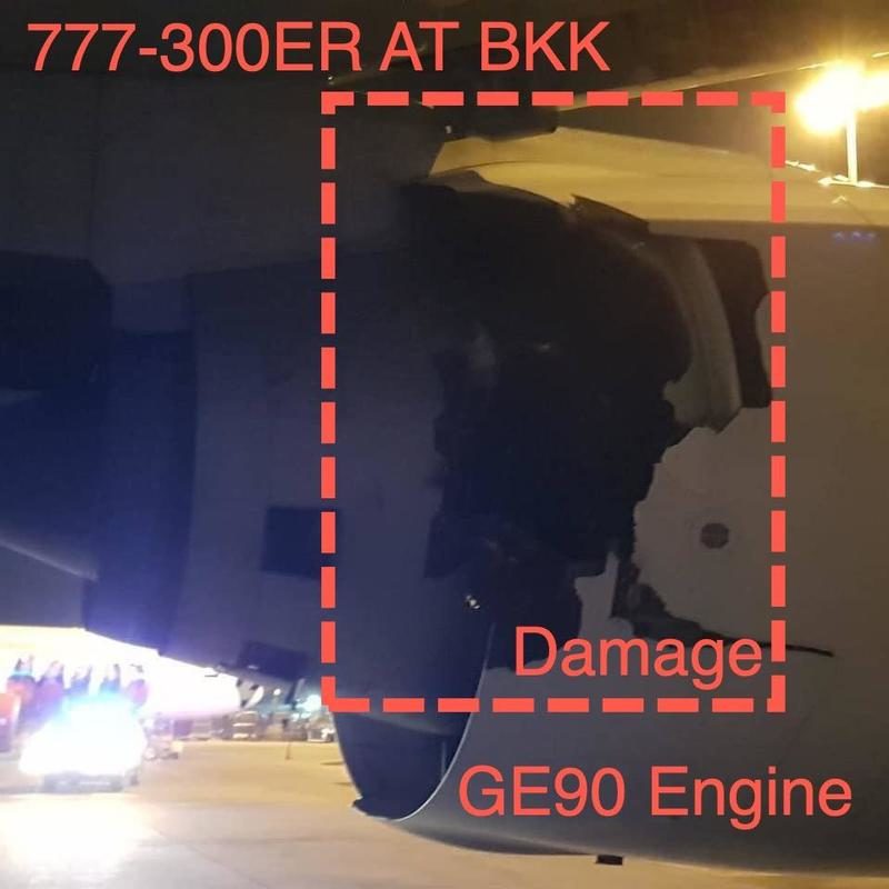 boeing 777 thai airways engine damage