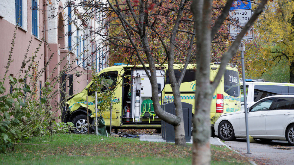 The ambulance which was robbed by an armed man.