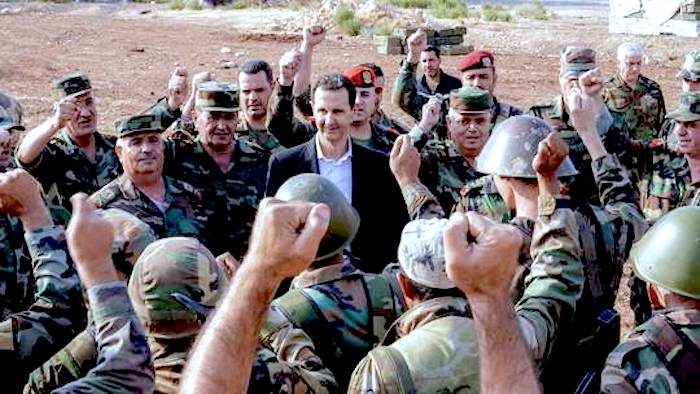 Assad and troops