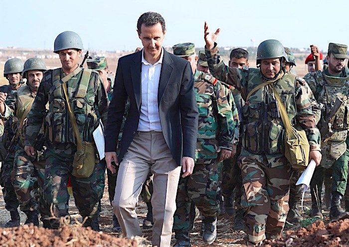 Assad and troops