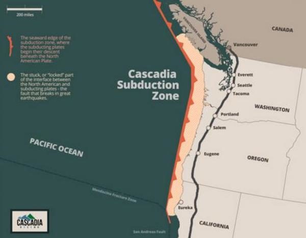 Cascadia Subduction Zone map
