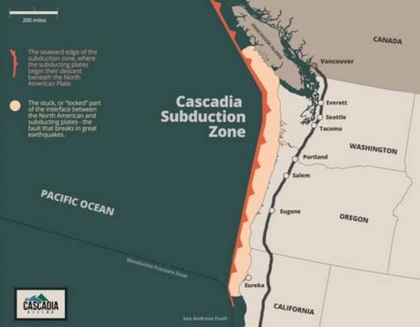 Click to enlarge Cascadia Subduction Zone map