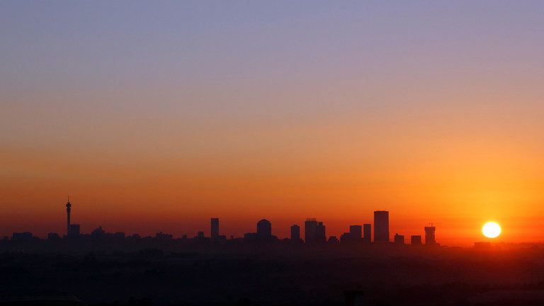 Sun rises in Johannesburg, South Africa
