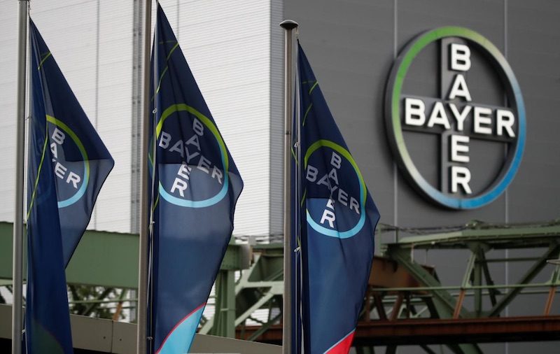 Click to enlarge Logo and flags of Bayer AG