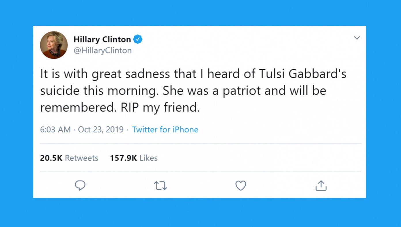 satire tweet hillary gabbard suicide