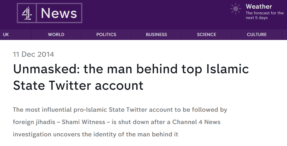 Click to enlarge shamiwitness isis channel 4 report