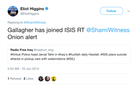 Click to enlarge eliot higgins isis joke bellingcat