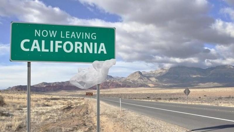 leaving California sign