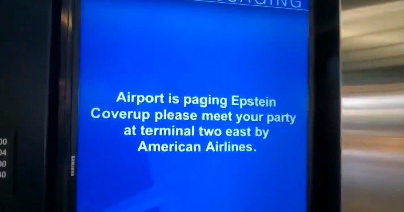 epstein airport page sign coverup