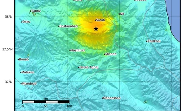 A magnitude 5.9 earthquake has hit near Hastrud in north-west Iran