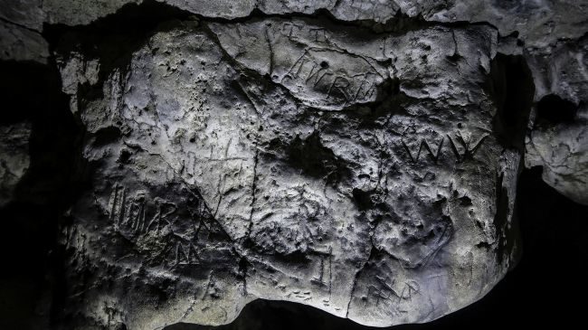 Click to enlarge Witch marks at Creswell Crags