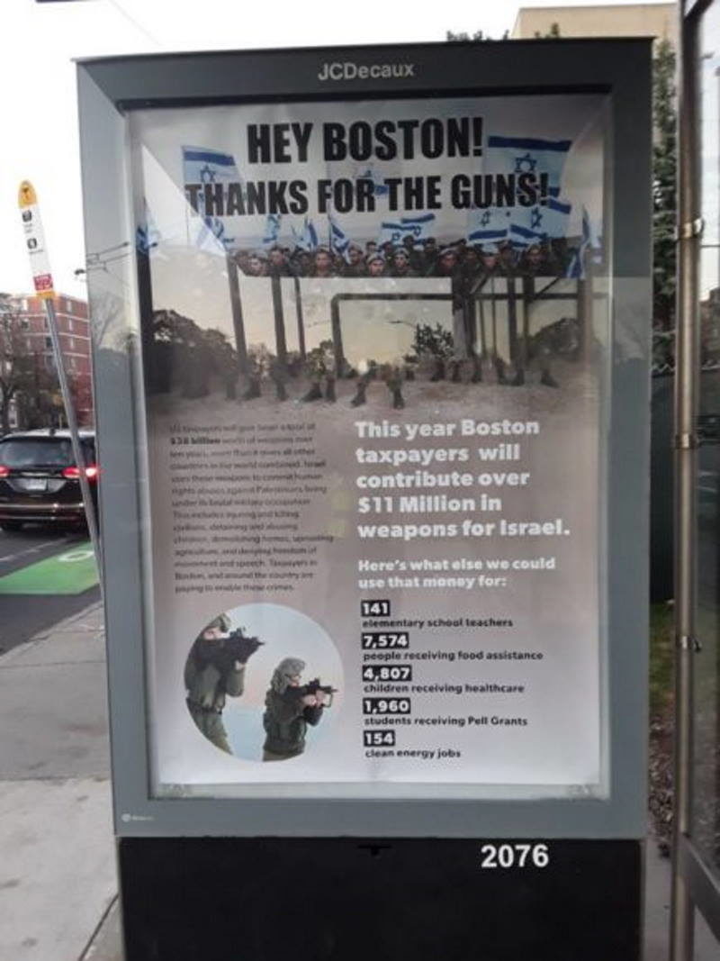 Click to enlarge Boston bus stop bds anti zionist posters