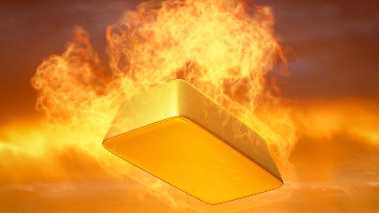 Gold on fire