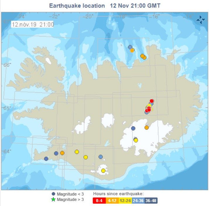 Click to enlarge Iceland earthquake swarm