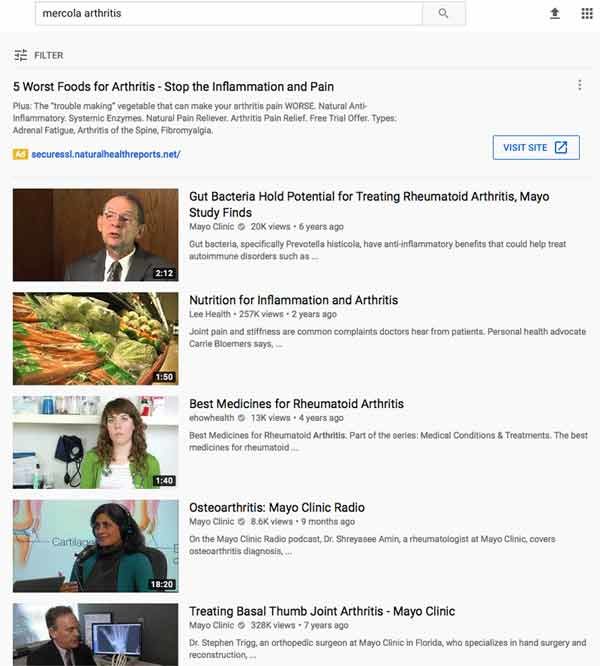 Click to enlarge youtube search mercola censorship