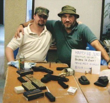 Rosza and Dwyer with their arms cache in Bolivia