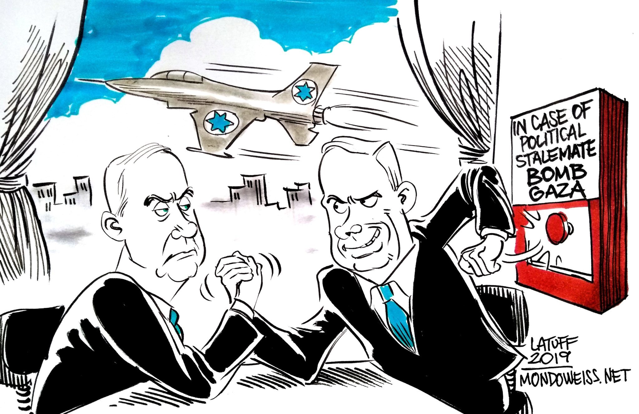 Netanyahu Gantz cartoon