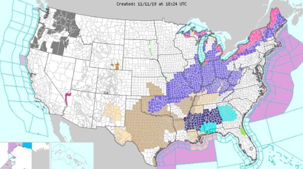 Click to enlarge More than 300 records across the United States for November are forecast to be broken this week as an artic wave of air descends over much of the country.
