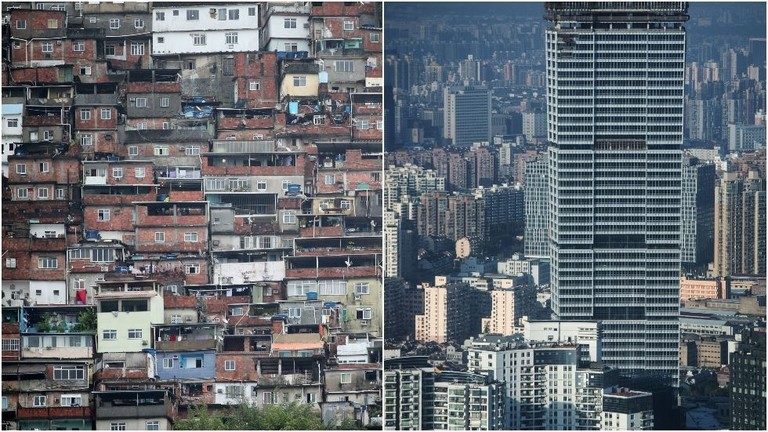 Click to enlarge Slums in Rio de Janeiro; The view of Shanghai