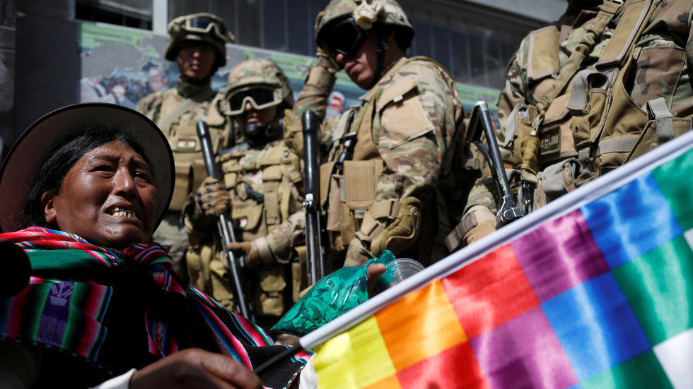 Click to enlarge A pro-Morales demonstrator