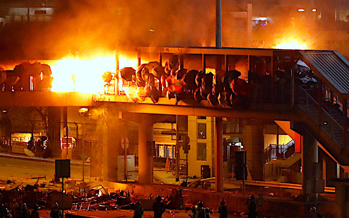 Click to enlarge Walkway burning
