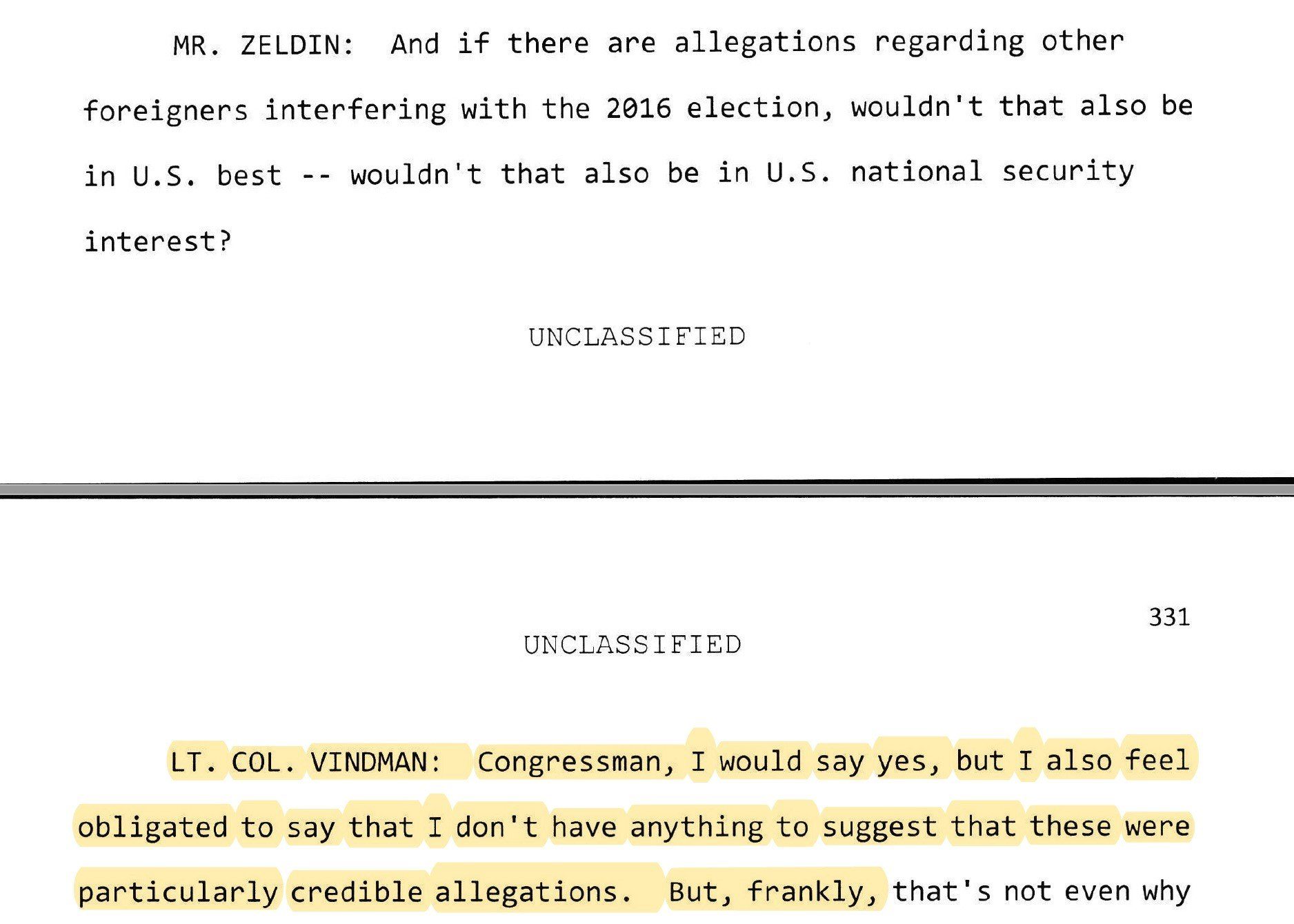 Click to enlarge vindman impeachment transcript