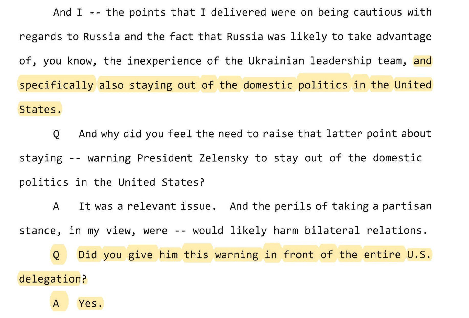 Click to enlarge vindman impeachment transcript