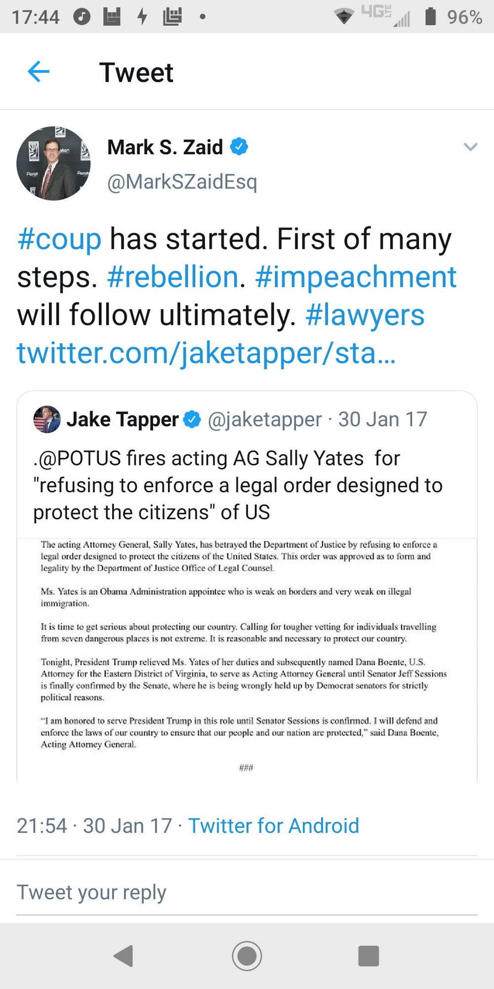 Click to enlarge mark zaid trump coup tweet