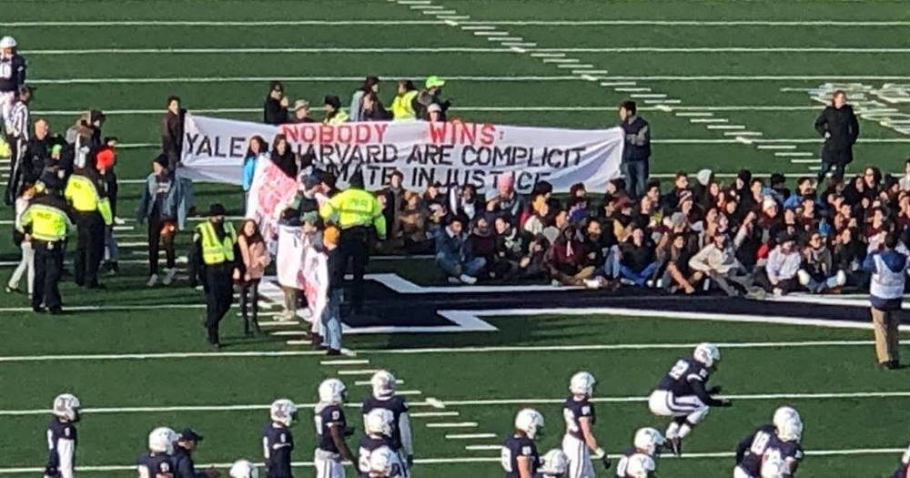 climate protest football game