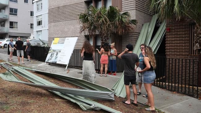 Click to enlarge A roof falls on a property at Bondi Road, Bondi