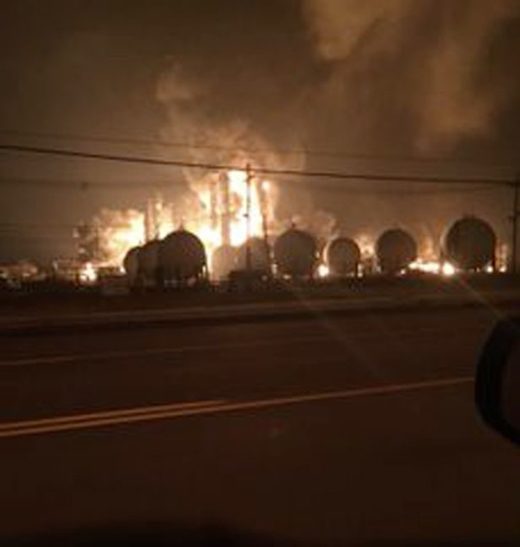 A giant fireball erupted after an explosion rocked the plant in Port Neches, Texas