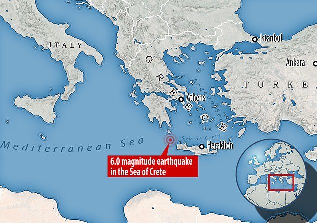 Crete earthquake map