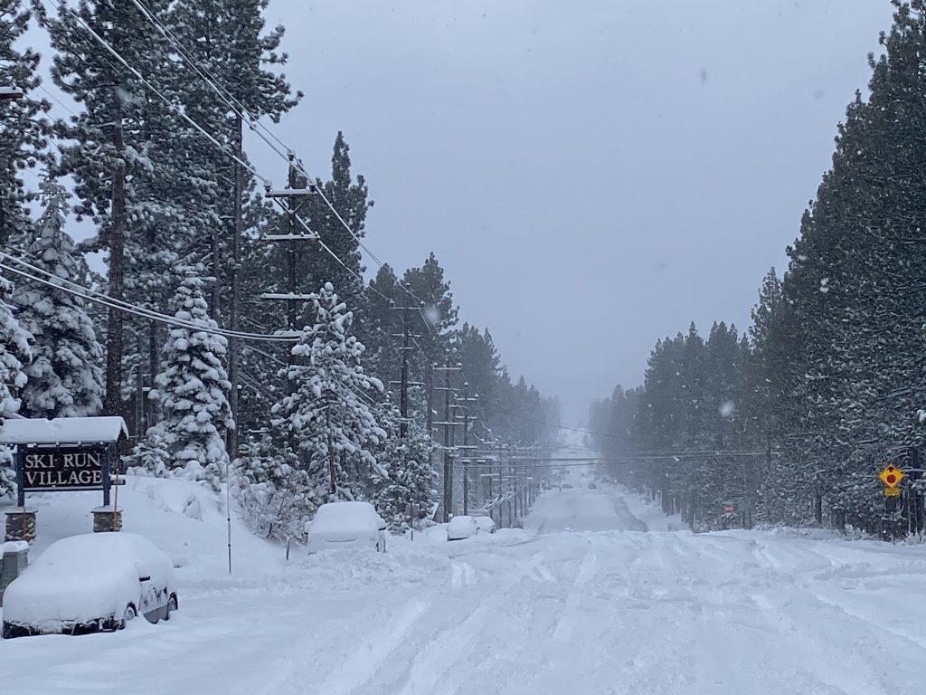 The view Wednesday morning from near the top of Ski Run Blvd at South Lake Tahoe.