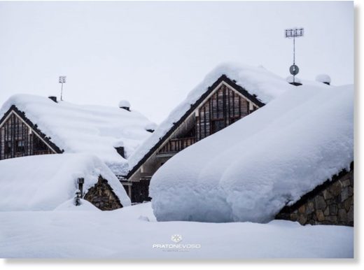 Prato Nevoso in the Italian alps on Tuesday after 24 hours of consistent snow.