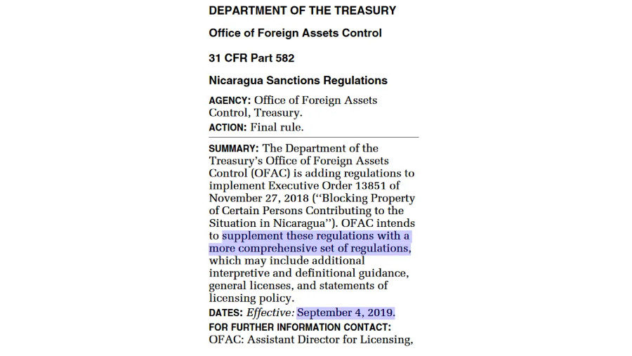 Dept Of Treas statement