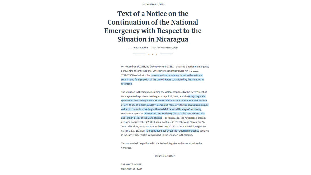Notice Nicaragua