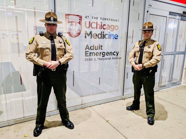 Click to enlarge Police officersIllinois State Police Illinois State Police posted photos on Facebook of two ISP Troopers who helped deliver a heart to University of Chicago Medicine's Hyde Park campus.