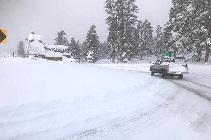 Grand Canyon and Tusayan were without power Friday following a snowstorm.