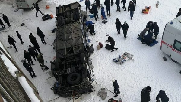 Flipped bus