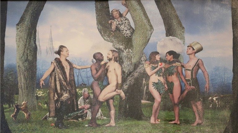Gay couple and transgender serpent painting