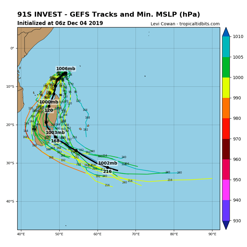 Click to enlarge Invest #91S track.