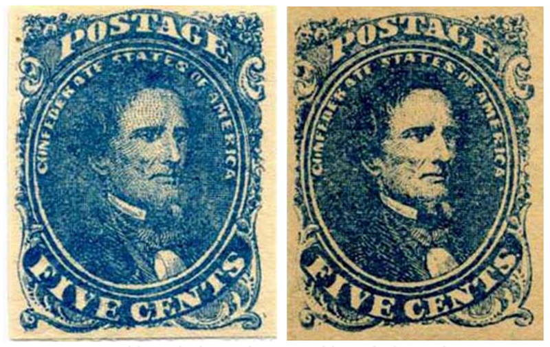 Click to enlarge confederate post stamp 5 cent blue