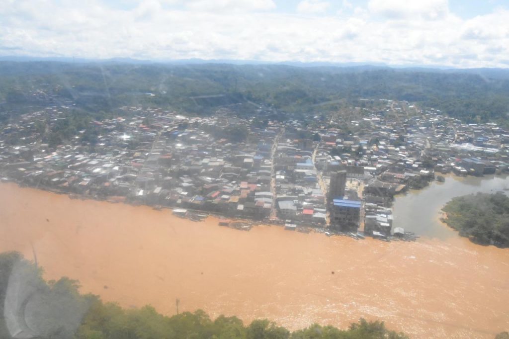 Flooding along the Telembí River in the municipality of Barbacoas, Nariño Department.