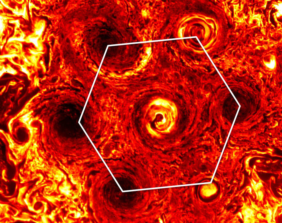 Click to enlarge Junocam cylclones jupiter