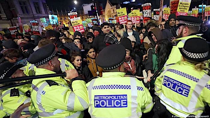 Click to enlarge PoliceProtestersLondon