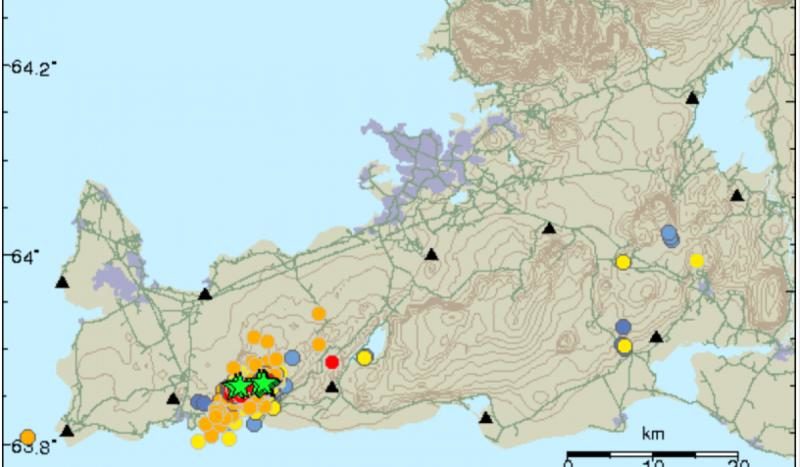 Click to enlarge Iceland earthquake swarm