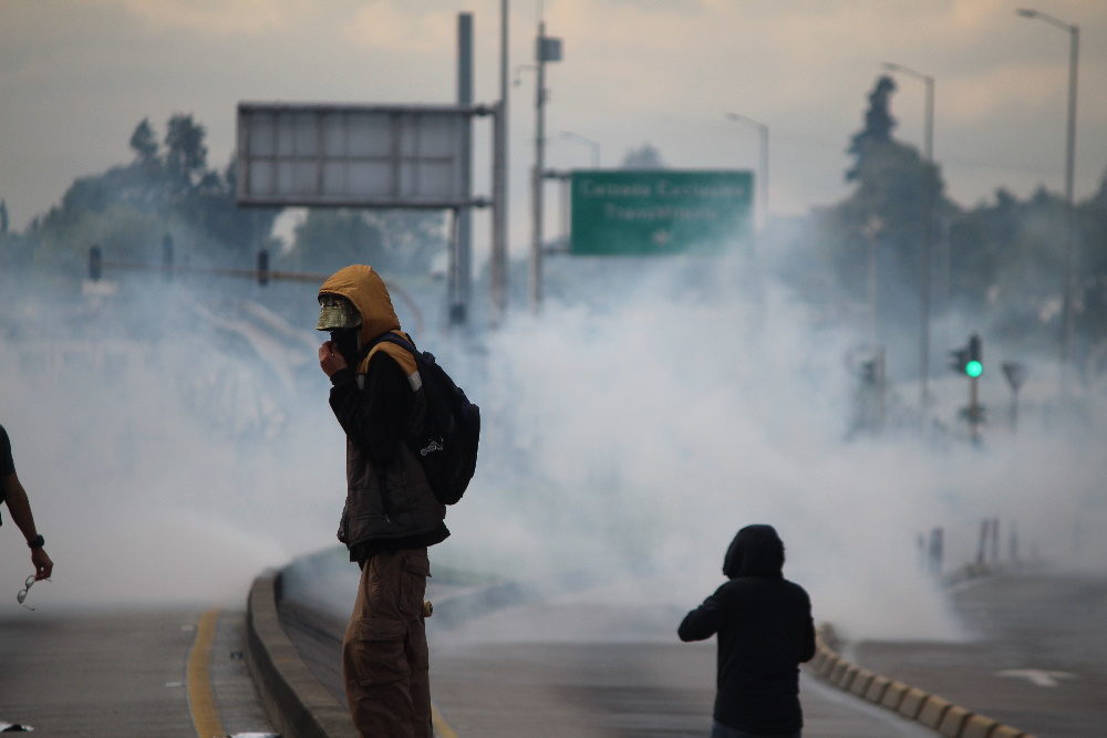 Tear gas filled Colombia