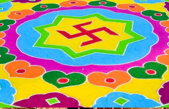 Click to enlarge Hindu ceremonial rangoli