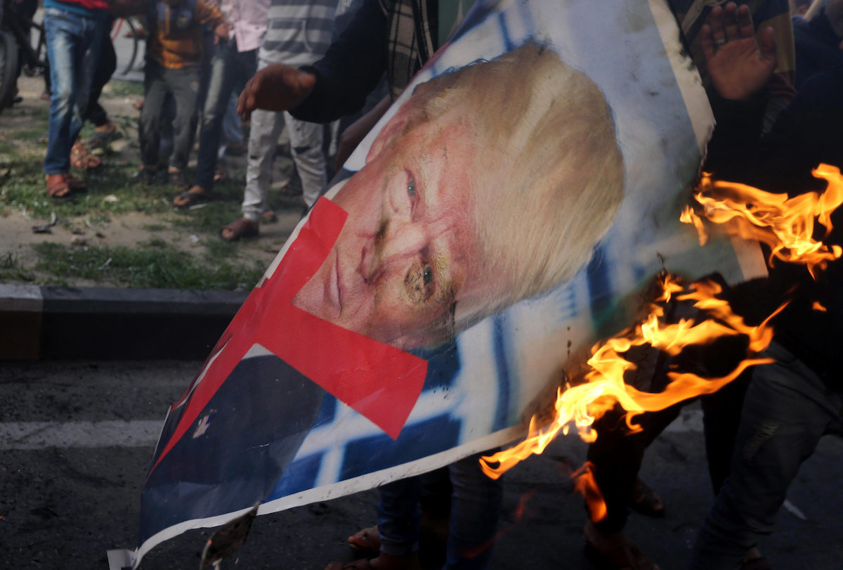 poster trump burned jerusalem palestinians