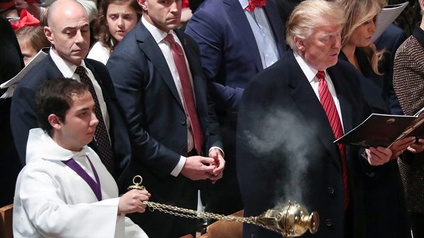 Click to enlarge Trump at church